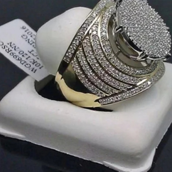 Ladies stimulated diamond gold plated dinner ring - Picture 5 of 5